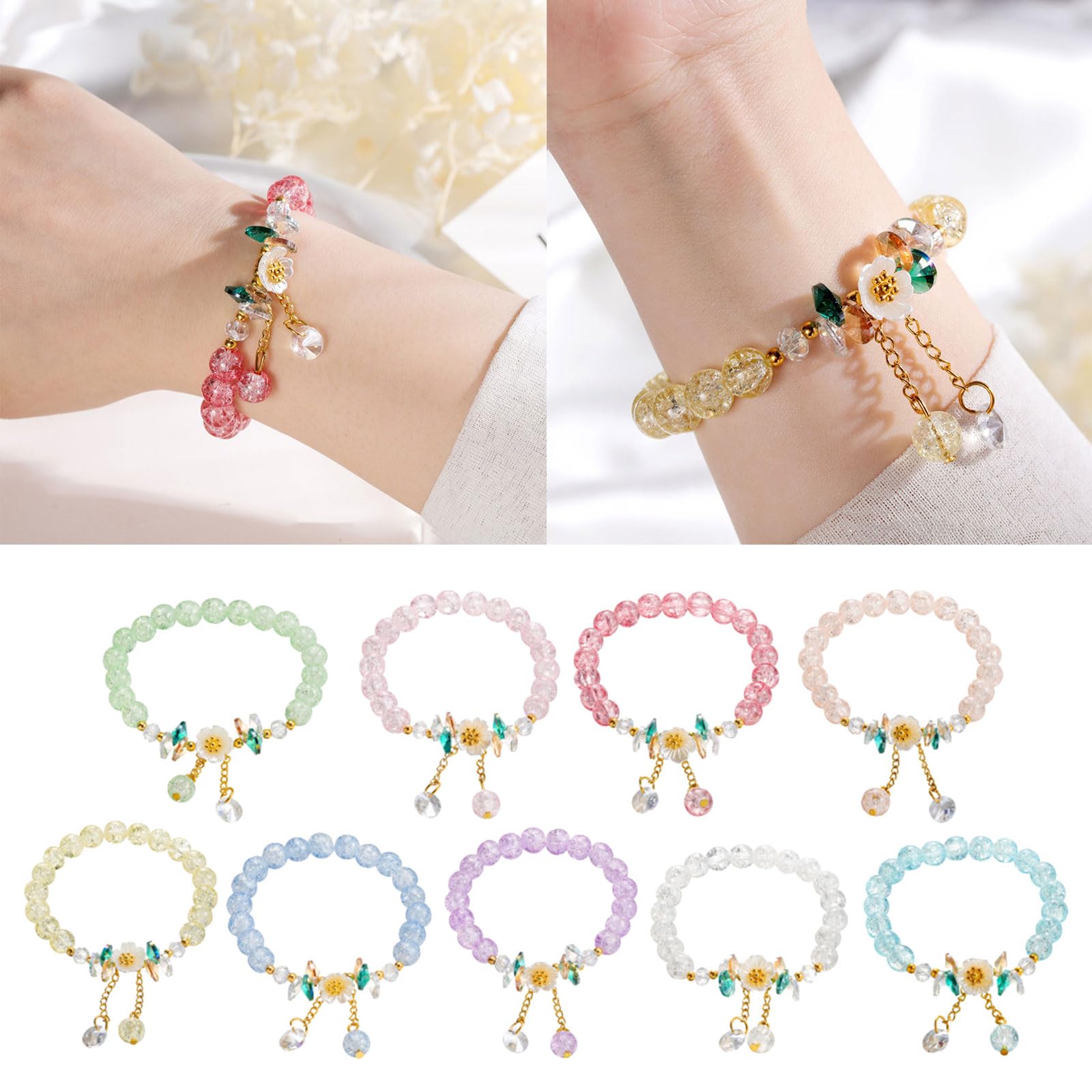 ブレスレット レディース 千里江山 ビーズブレスレット 軽量 上品 中華風 Amazon.co.jp: YIGZYCN カラフルな花のブレスレット 伸縮性のある